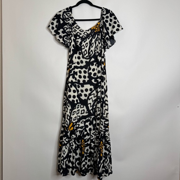 Anthropologie Farm Rio Flutter-Sleeved Maxi Dress size Small Petite - Picture 8 of 10